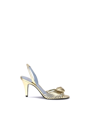 Valentino Garavani Gold Calf Leather Bos Taurus Stiletto Heel Sandals - EU36/US6