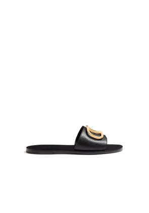 Valentino Garavani Black Calfskin Flat Sandals - EU35/US5