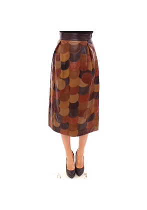 Dolce & Gabbana Brown Lamb Leather Midi Skirt - IT38