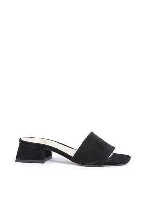 19V69 Italia Black Leather Flat Sandals - EU37/US7