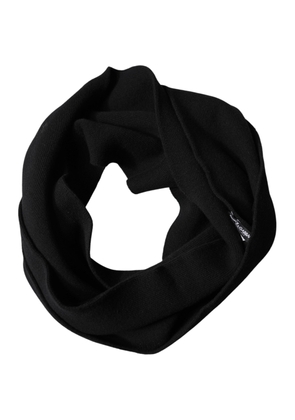 Dolce & Gabbana Black Wool Knitted Neck Wrap Foulard  Scarf