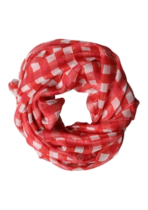 Dolce & Gabbana Red Checkered Stole Neck Wrap Shawl Scarf