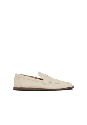 The Row White Calfskin Slip-On Loafers - EU35/US5