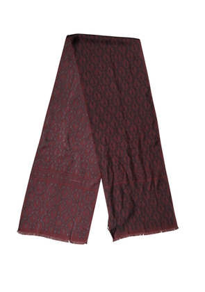 Dolce & Gabbana Maroon Patterned Silk Wrap Foulard Men 133cm x 22cm Scarf