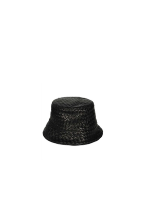 Bottega Veneta Black Lamb Leather Bucket Hat - UNI