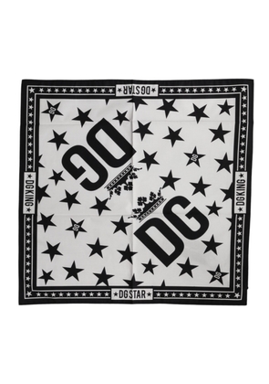 Dolce & Gabbana White DG Crown Print Square Foulard 52cm x 50.5cm Scarf
