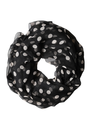 Dolce & Gabbana Black Polka Dot Silk Neck Wrap Shawl 205cm x 137cm Scarf