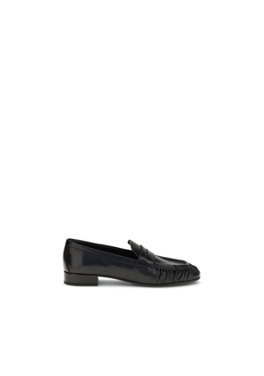 Prada Black Calf Leather Bos Taurus Slip-On Loafers - EU38/US8