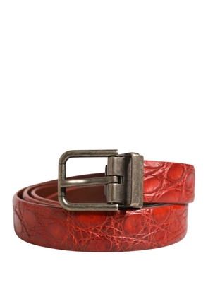 Dolce & Gabbana Red Leather Gold Tone Metal Buckle Men Belt - 100 cm / 40 Inches