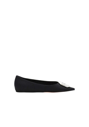 Amina Muaddi Black Silk Ballet Flats - EU37/US7