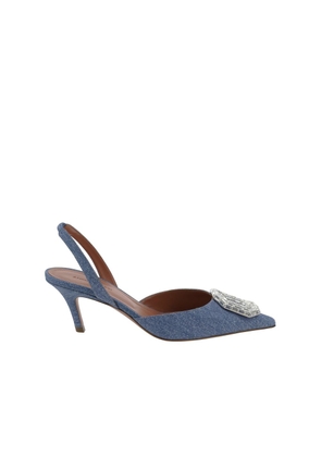 Amina Muaddi Blue Nubuc Leather High Heel Pumps - EU36.5/US6.5