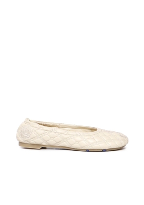Burberry White Lamb Leather Ballet Flats - EU36/US6