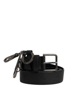 Dolce & Gabbana Black Calf Leather Silver Metal Buckle Belt - 100 cm / 40 Inches