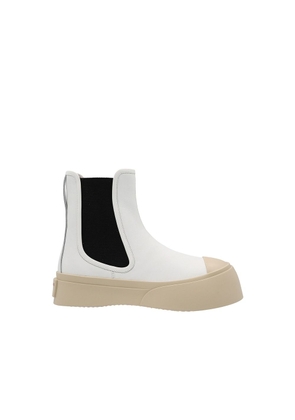 Marni White Calfskin Chelsea Boots - EU38/US8