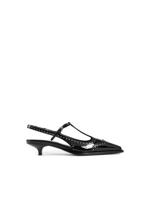Miu Miu Black Calfskin Mid Heel Pumps - EU38.5/US8.5
