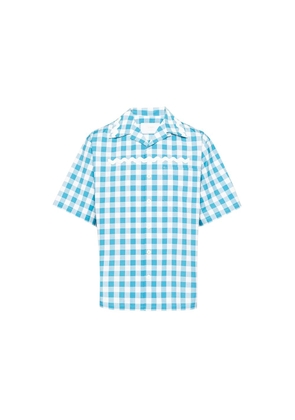 Prada Blue Cotton Pattern Shirt - M
