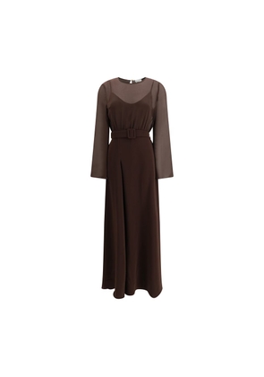 P.A.R.O.S.H. Brown Polyester Casual Dress - L