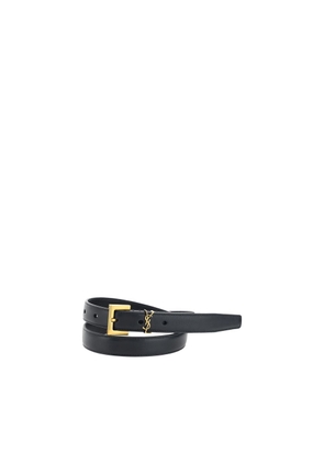Saint Laurent Black Calf Leather Bos Taurus Thin Belt - 85 cm / 34 Inches