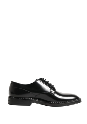 Dolce & Gabbana Men Black Lace-Up Leather Crown Dress Derby Shoes - EU39/US6
