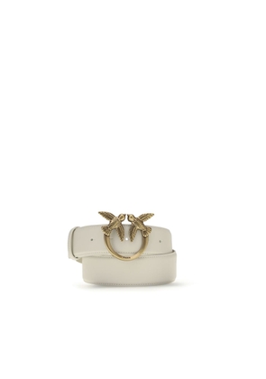 PINKO White Calf Leather Bos Taurus Regular Belt - M