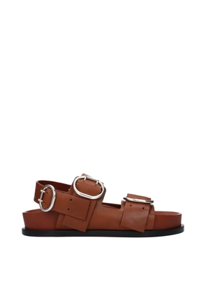 Jil Sander Brown Leather Strap-On Sandals - EU39/US6