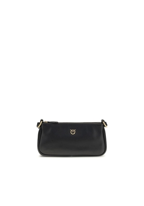 PINKO Black Calf Leather Bos Taurus Shoulder Bag