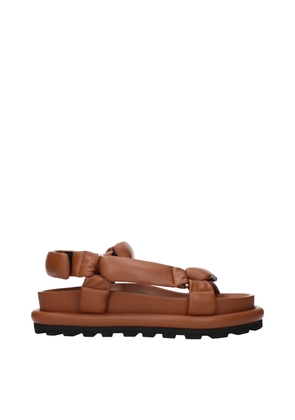Jil Sander Brown Leather Strap-On Sandals - EU39/US6