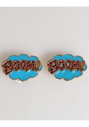 Dolce & Gabbana Gold Brass BOOM Cartoon Crystal Clip-On Women