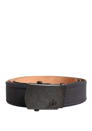 Ermanno Scervino Black Wool Cotton Logo Metal Buckle Belt - 95 cm / 38 Inches