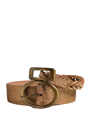 Ermanno Scervino Brown Leather Braided Metal Buckle Belt - 90 cm / 36 Inches
