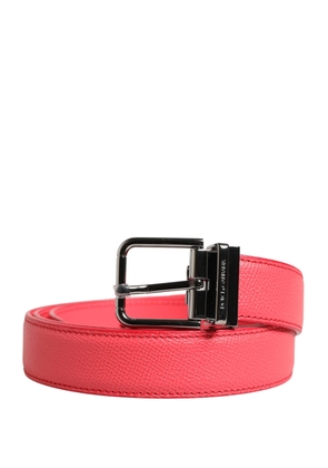 Dolce & Gabbana Pink Calf Leather Silver Metal Buckle Belt - 100 cm / 40 Inches