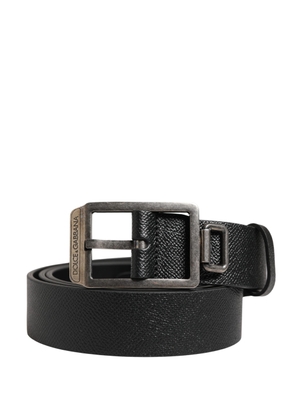Dolce & Gabbana Black Calf Leather Silver Metal Buckle Belt - 115 cm / 46 Inches