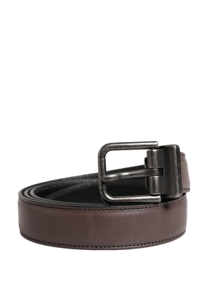 Dolce & Gabbana Men Brown Classic Leather Metal Buckle Belt - 85 cm / 34 Inches