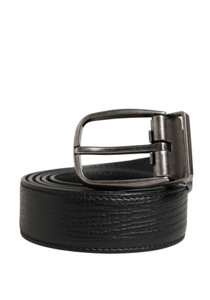 Dolce & Gabbana Men Black Classic Leather Metal Buckle Belt - 105 cm / 42 Inches