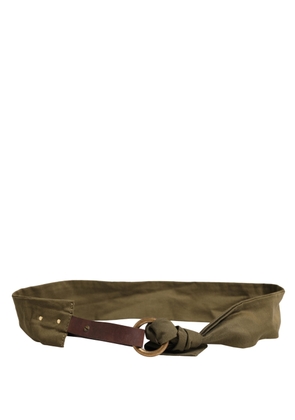 Ermanno Scervino Army Green Cotton Round Buckle Waist Belt - 85 cm / 34 Inches