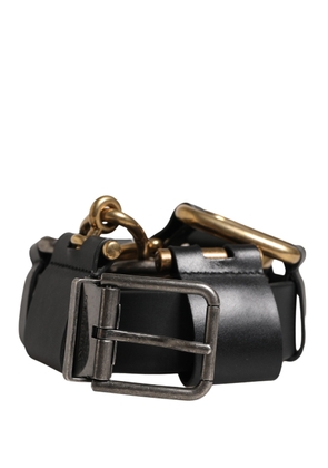 Dolce & Gabbana Men Black Classic Leather Metal Buckle Belt - 90 cm / 36 Inches