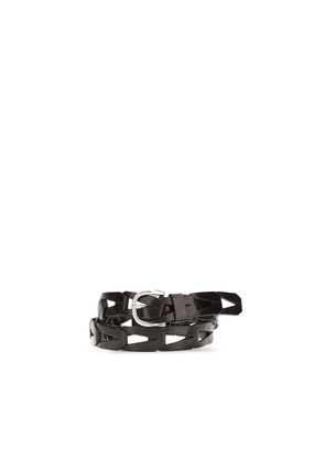 P.A.R.O.S.H. Black Calf Leather Bos Taurus Belt - L