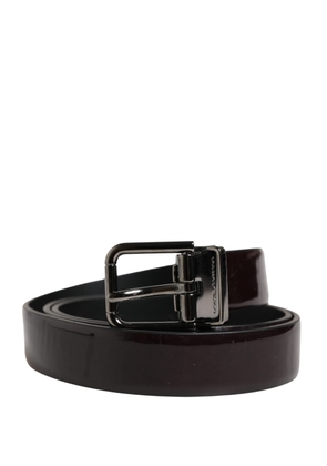 Dolce & Gabbana Men Black Classic Leather Metal Buckle Belt - 90 cm / 36 Inches