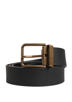 Dolce & Gabbana Men Black Classic Leather Metal Buckle Belt - 110 cm / 44 Inches