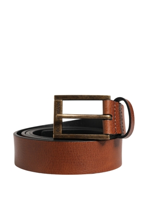 Dolce & Gabbana Men Brown Leather Classic Metal Buckle Belt - 115 cm / 46 Inches