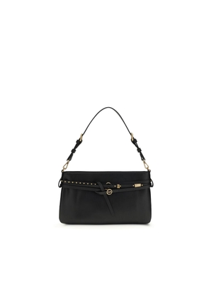 PINKO Black Calf Leather Bos Taurus Shoulder Bag