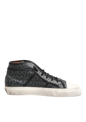 Dolce & Gabbana Black White Canvas Logo Mid Top Sneakers Shoes - EU44/US11