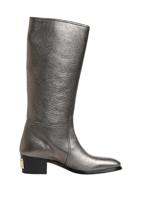 Dolce & Gabbana Metallic Silver Leather Knee High Boots Shoes - EU44/US11