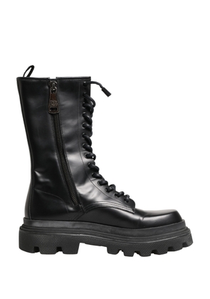 Dolce & Gabbana Black Leather Trek Sole Combat Boots Shoes - EU44/US11