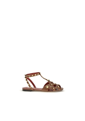 Valentino Garavani Brown Goatskin Strap-On Sandals - EU36/US6