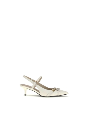 PINKO White Calf Leather Bos Taurus Mid Heel Pumps - EU36/US6