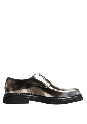 Dolce & Gabbana Silver Specchio Lace-Up Leather Dress Derby Shoes - EU44/US11