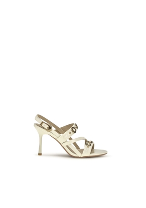 PINKO Cream Calf Leather Bos Taurus Stiletto Heel Sandals - EU36/US6