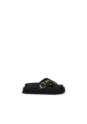 PINKO Black Goatskin Platform Sandals - EU36/US6