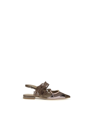 PINKO Brown Calf Leather Bos Taurus Ballet Flats - EU36/US6